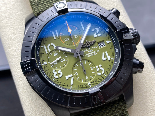 Avenger Chrono PVD Titanium TF 1:1 Best Edition Green Dial on Green Nylon Strap A7750 V2