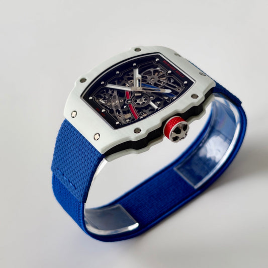 Umi Maker's RM67-02 White NTPT France Blue/Red/White Skeleton Dial on Nylon strap CRMA7 Clone V2