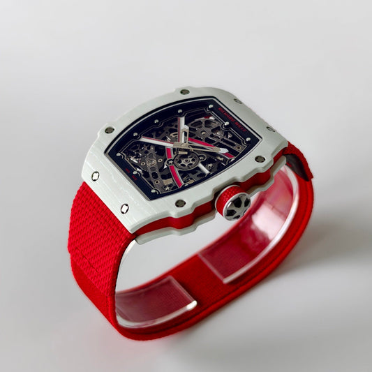 Umi Maker's RM67-02 White NTPT Charles Red/White Skeleton Dial on Nylon strap CRMA7 Clone V2