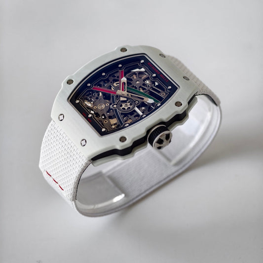 Umi Maker's RM67-02 UAE White Ceramic Black/Red/Green Skeleton Dial on Nylon strap CRMA7 Clone V2