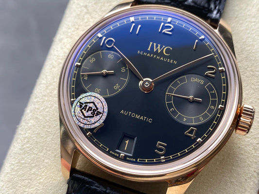 Portugieser Automatic 42mm RG APSF 1:1 Best Edition Black Dial on Black Leather Strap A52010