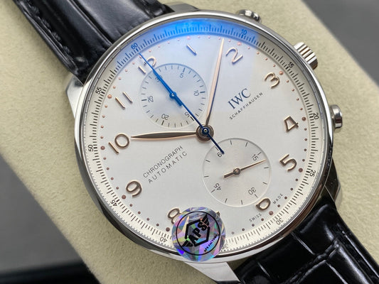 Portugieser Chrono IW371604 APSF 1:1 Best Edtion White/YG Dial on Black Leather Strap DD69355 Super Clone