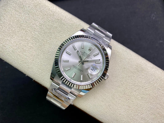 DateJust 41 126334 Clean 1:1 Best Edition 904L Steel Silver Stick Dial on Oyster Bracelet DD3235