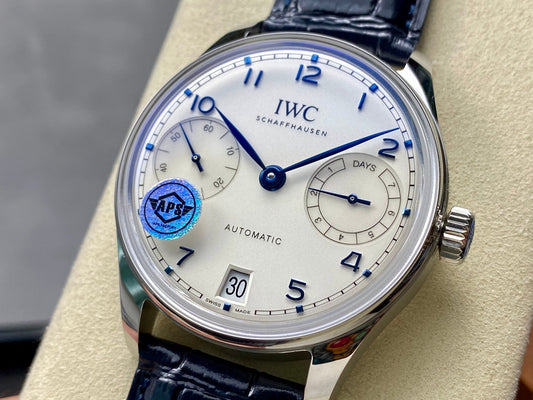 Portugieser Automatic 42mm SS APSF 1:1 Best Edition White Dial Blue Marker on Blue Leather Strap A52010