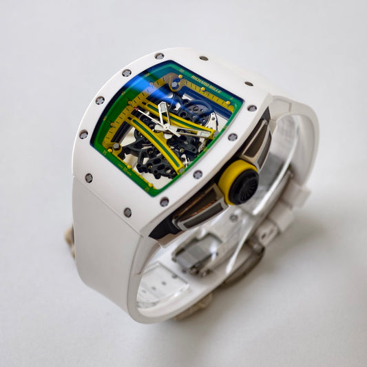 RM061 White Ceramic Umi Office 1:1 Best Edition Green skeleton White Rubber Strap RMUL2 Super Clone (Free Sprung)