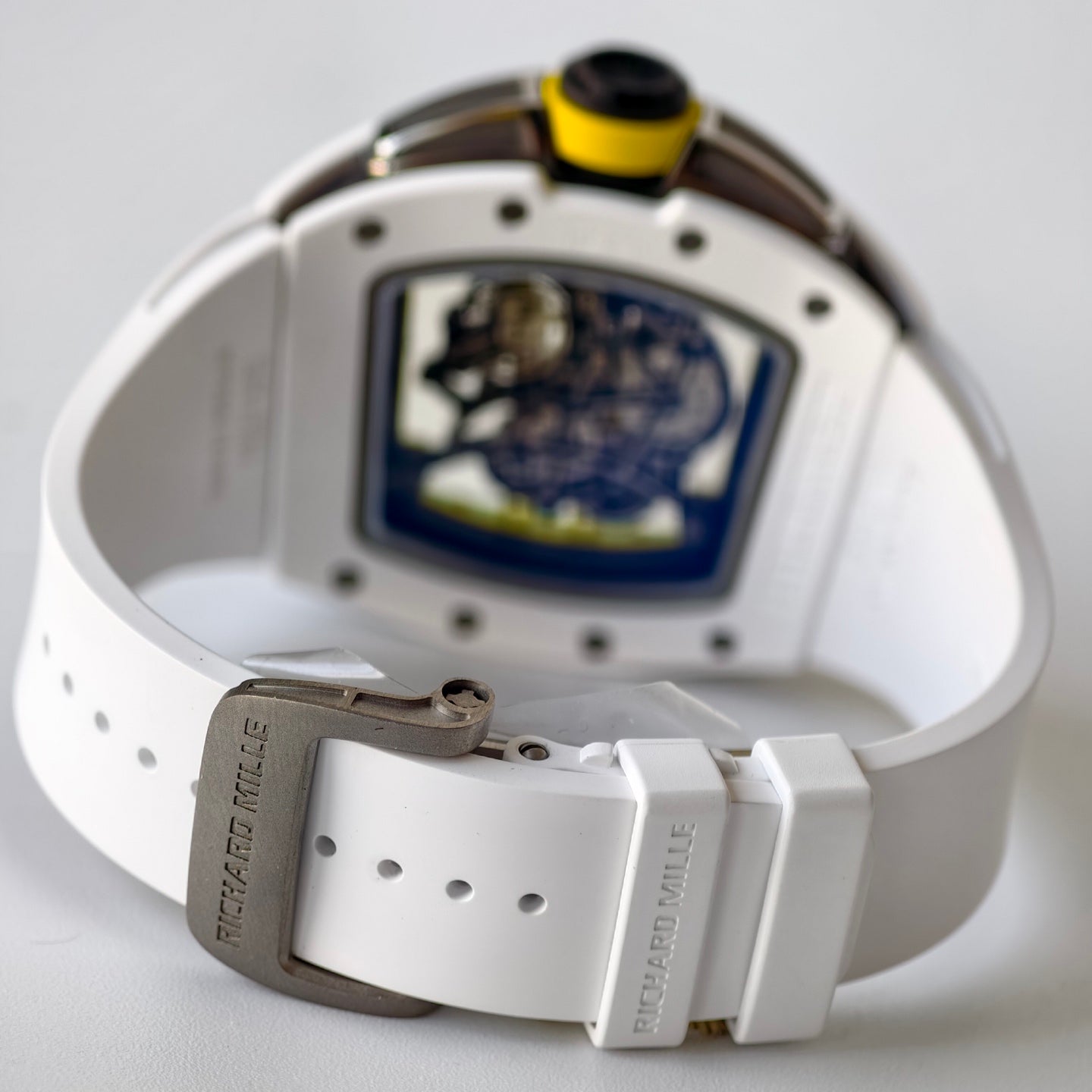 RM061 White Ceramic Umi Office 1:1 Best Edition Green skeleton White Rubber Strap RMUL2 Super Clone (Free Sprung)