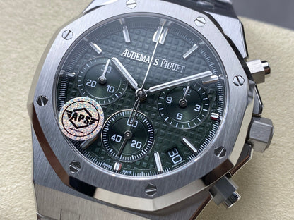 Royal Oak Chrono 26240 SS APSF 1:1 Best Edition Green Dial on SS Bracelet SA4401 Super Clone V2 (Free Sprung)