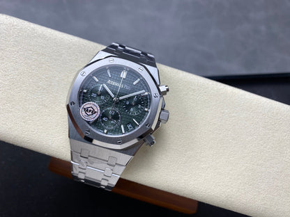 Royal Oak Chrono 26240 SS APSF 1:1 Best Edition Green Dial on SS Bracelet SA4401 Super Clone V2 (Free Sprung)