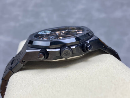 Royal Oak Chrono 26240 Black Ceramic APSF 1:1 Best Edition on Ceramic Bracelet SA4401 Super Clone V2 (Free Sprung)