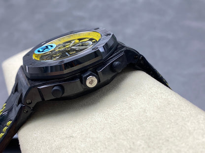 Royal Oak Offshore 'Bumble Bee' 42mm Ceramic Bezel SS TKF Best Edition Black Leather Strap A3126