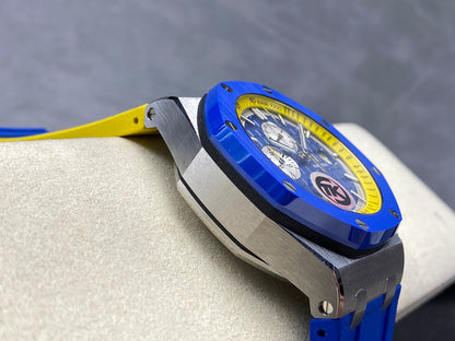 Royal Oak Offshore 44mm SS TKF 1:1 Best Edition Blue/Yellow Dial on Blue/Yellow Rubber Strap A3126