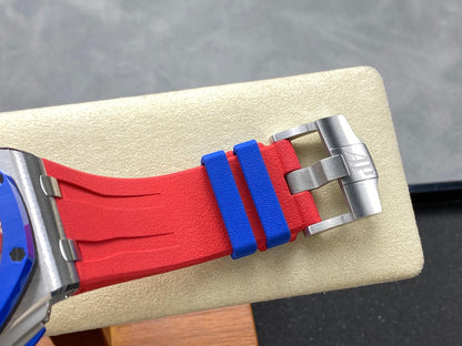 Royal Oak Offshore 44mm SS TKF 1:1 Best Edition Blue/Red Dial on Blue/Red Rubber Strap A3126
