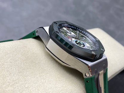 Royal Oak Offshore 44mm SS TKF 1:1 Best Edition Green Dial on Green Camou Rubber Strap A3126