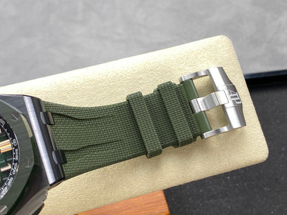 Royal Oak Offshore 44mm Black Ceramic TKF Best Edition Green Dial on Green Rubber Strap A3126