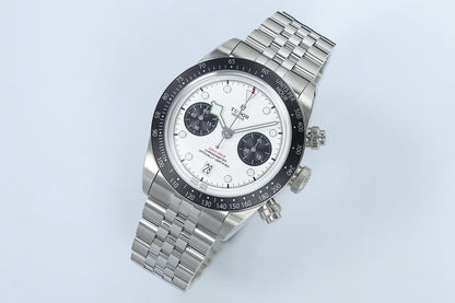 Black Bay Chrono SS ZF 1:1 Best Edition White/Black Dial on SS Bracelet A7750