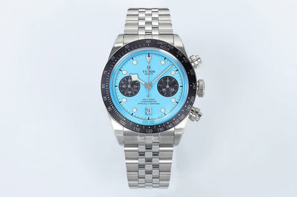 Black Bay Chrono SS ZF 1:1 Best Edition Tiffany Blue Dial on SS Bracelet A7750