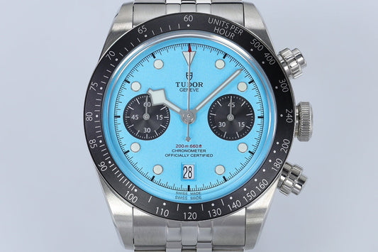 Black Bay Chrono SS ZF 1:1 Best Edition Tiffany Blue Dial on SS Bracelet A7750