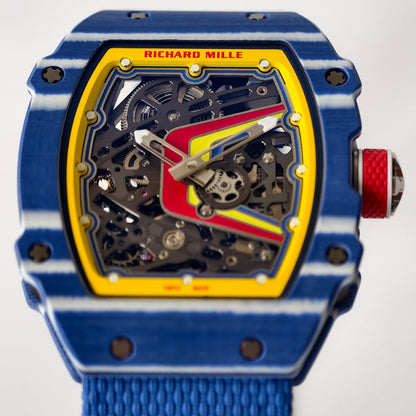 Umi Maker's RM67-02 Blue NTPT Fernando Yellow/Red/Blue Skeleton Dial on Nylon strap CRMA7 Clone V2