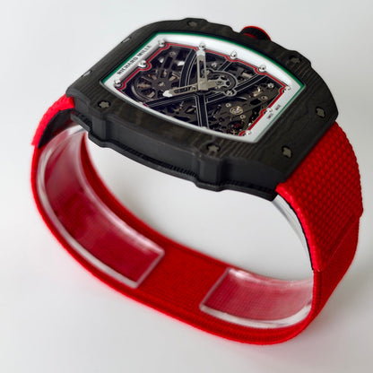 Umi Maker's RM67-02 Black NTPT Black Skeleton Dial on Nylon strap CRMA7 Clone V2