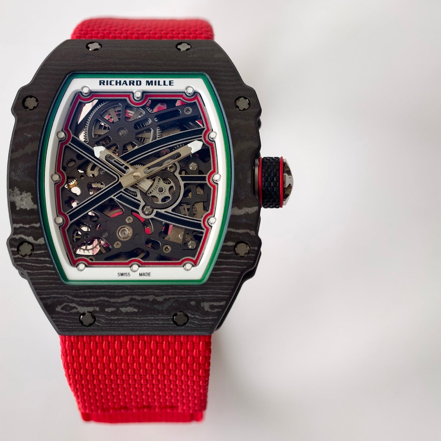 Umi Maker's RM67-02 Black NTPT Black Skeleton Dial on Nylon strap CRMA7 Clone V2