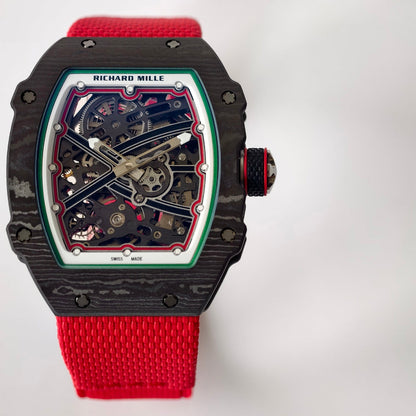 Umi Maker's RM67-02 Black NTPT Black Skeleton Dial on Nylon strap CRMA7 Clone V2