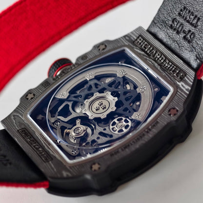 Umi Maker's RM67-02 Black NTPT Black Skeleton Dial on Nylon strap CRMA7 Clone V2