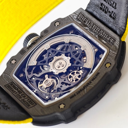 Umi Maker's RM67-02 UAE Black NTPT Black/Red/Green Skeleton Dial on Nylon strap CRMA7 Clone V2