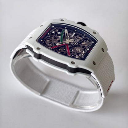 Umi Maker's RM67-02 UAE White Ceramic Black/Red/Green Skeleton Dial on Nylon strap CRMA7 Clone V2