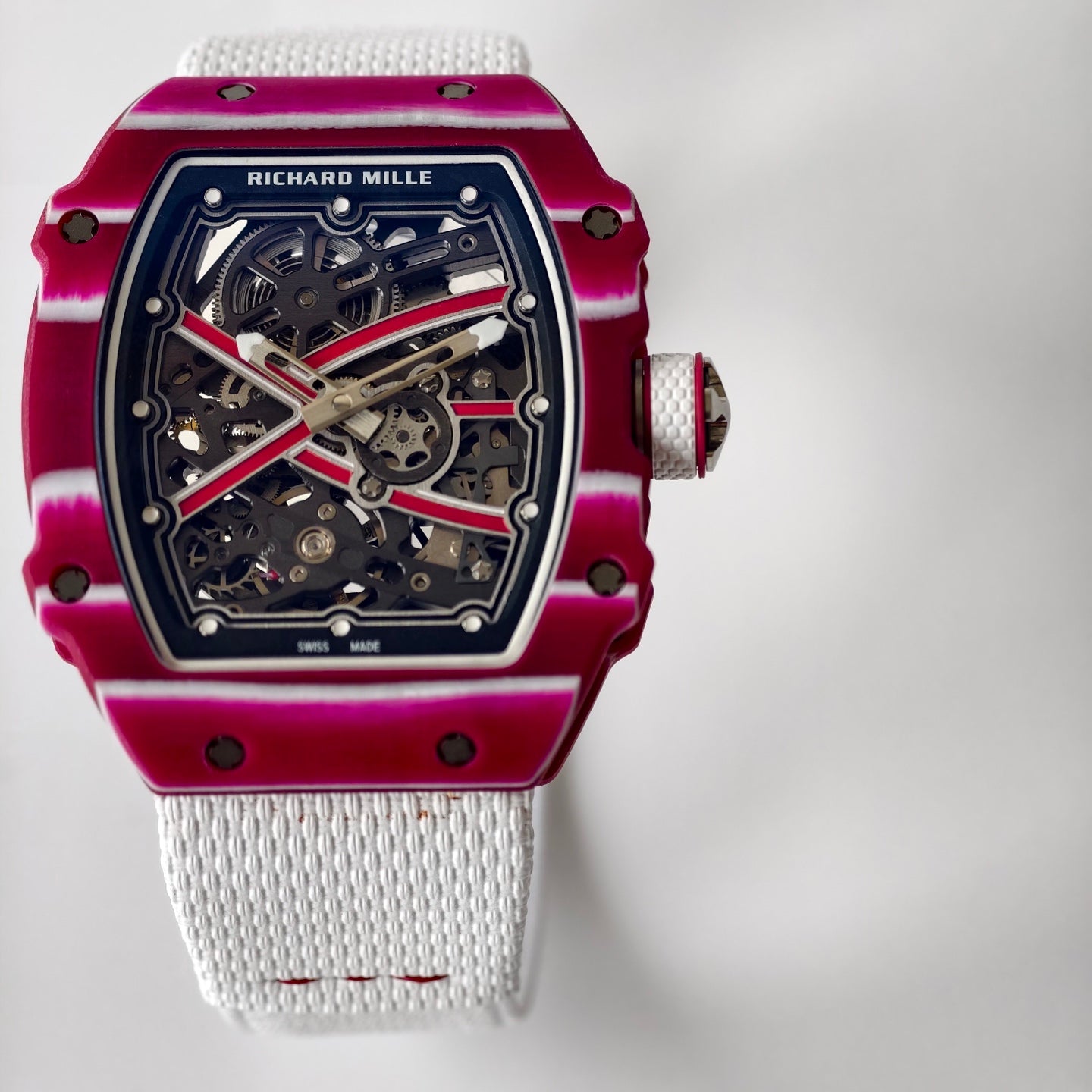 Umi Maker's RM67-02 Red NTPT Mutaz Red Skeleton Dial on Nylon strap CRMA7 Clone V2