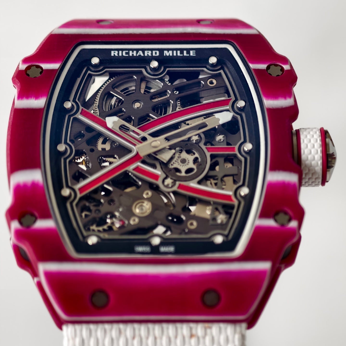 Umi Maker's RM67-02 Red NTPT Mutaz Red Skeleton Dial on Nylon strap CRMA7 Clone V2