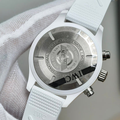 Pilot Chrono IW389105 White Ceramic “Lake Tahoe” APSF 1:1 Best Edition on White Rubber Strap DD69385 Super Clone