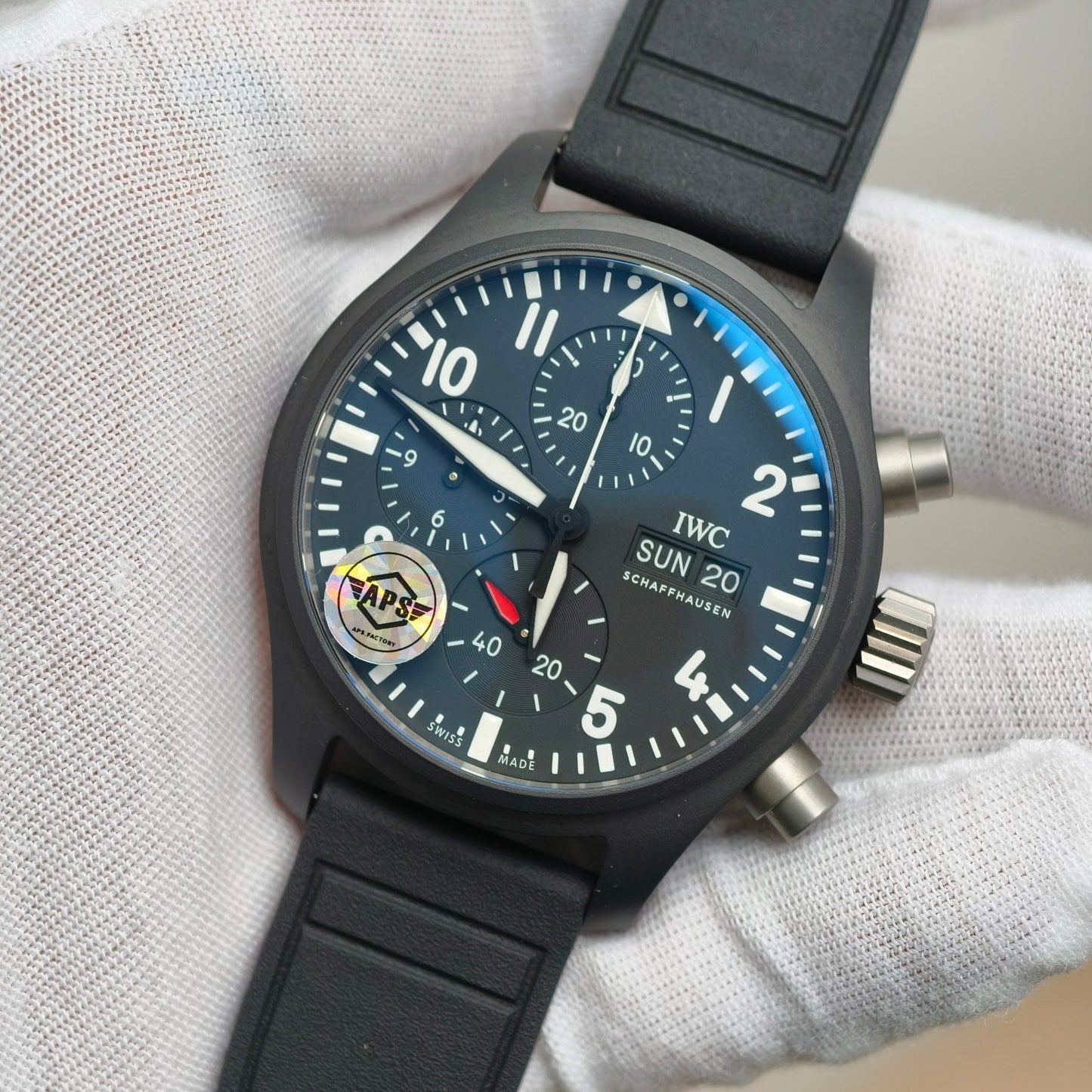 Pilot’s Watch Chrono 41 IW389401 TOP GUN Black Ceramic APSF 1:1 Best Edition on Black Rubber Strap DD69385 Super Clone