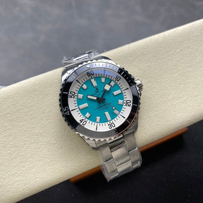 SuperOcean Automatic 44 SS Black Bezel TF 1:1 Best Edition Tiffany Blue Dial on SS Bracelet A2824