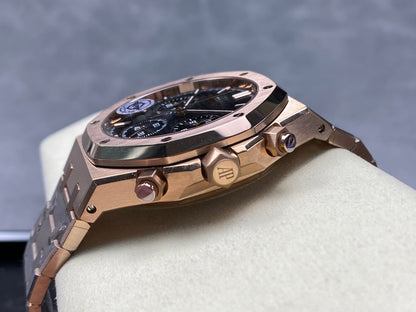 Royal Oak Chrono 26240 RG APSF 1:1 Best Edition Black Dial on RG Bracelet SA4401 Super Clone V2 (Free Sprung)