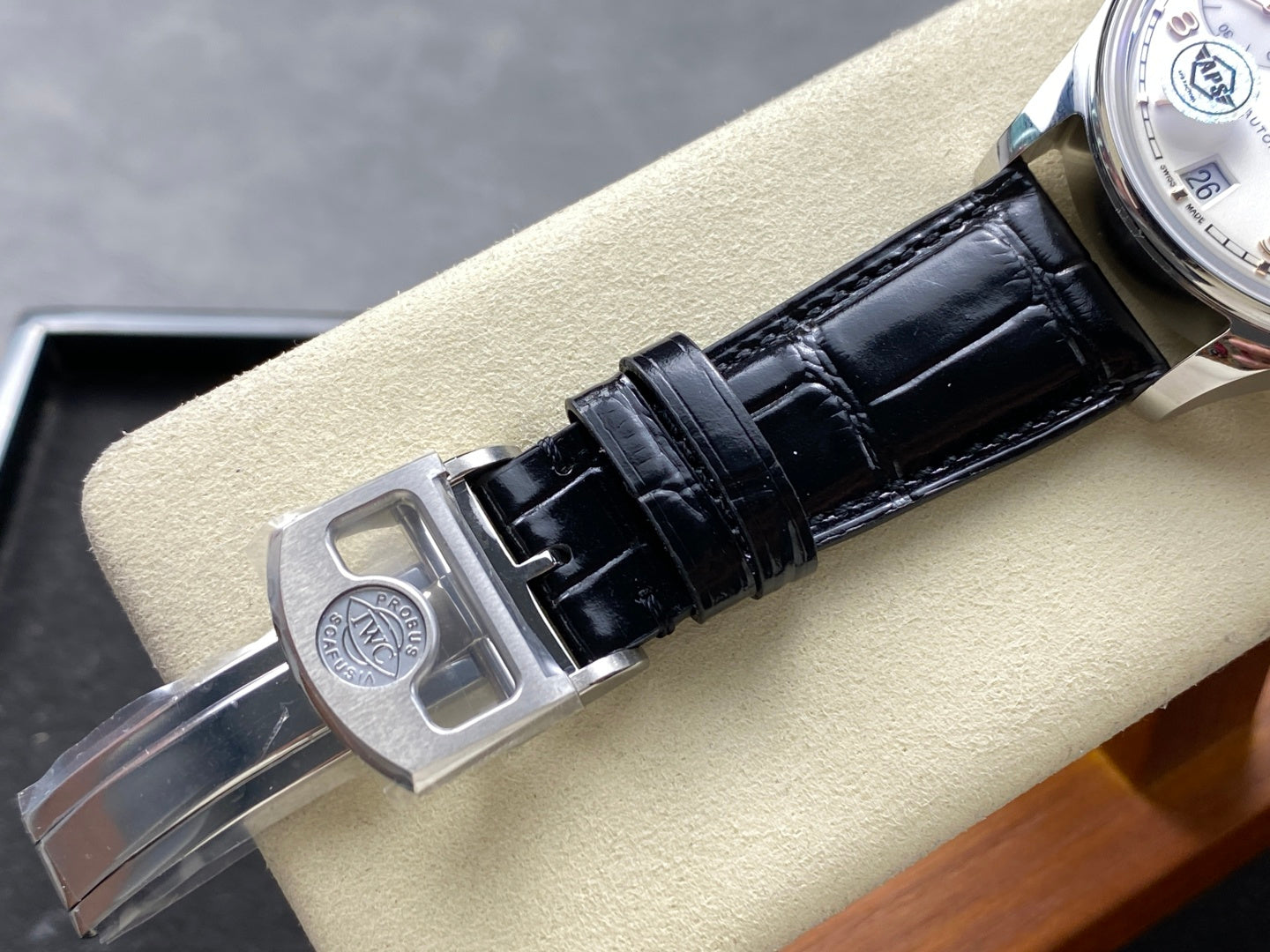 Portugieser Automatic 42mm SS APSF 1:1 Best Edition White Dial RG Marker on Black Leather Strap A52010