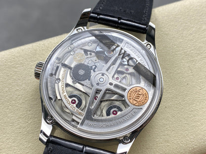 Portugieser Automatic 42mm SS APSF 1:1 Best Edition White Dial RG Marker on Black Leather Strap A52010