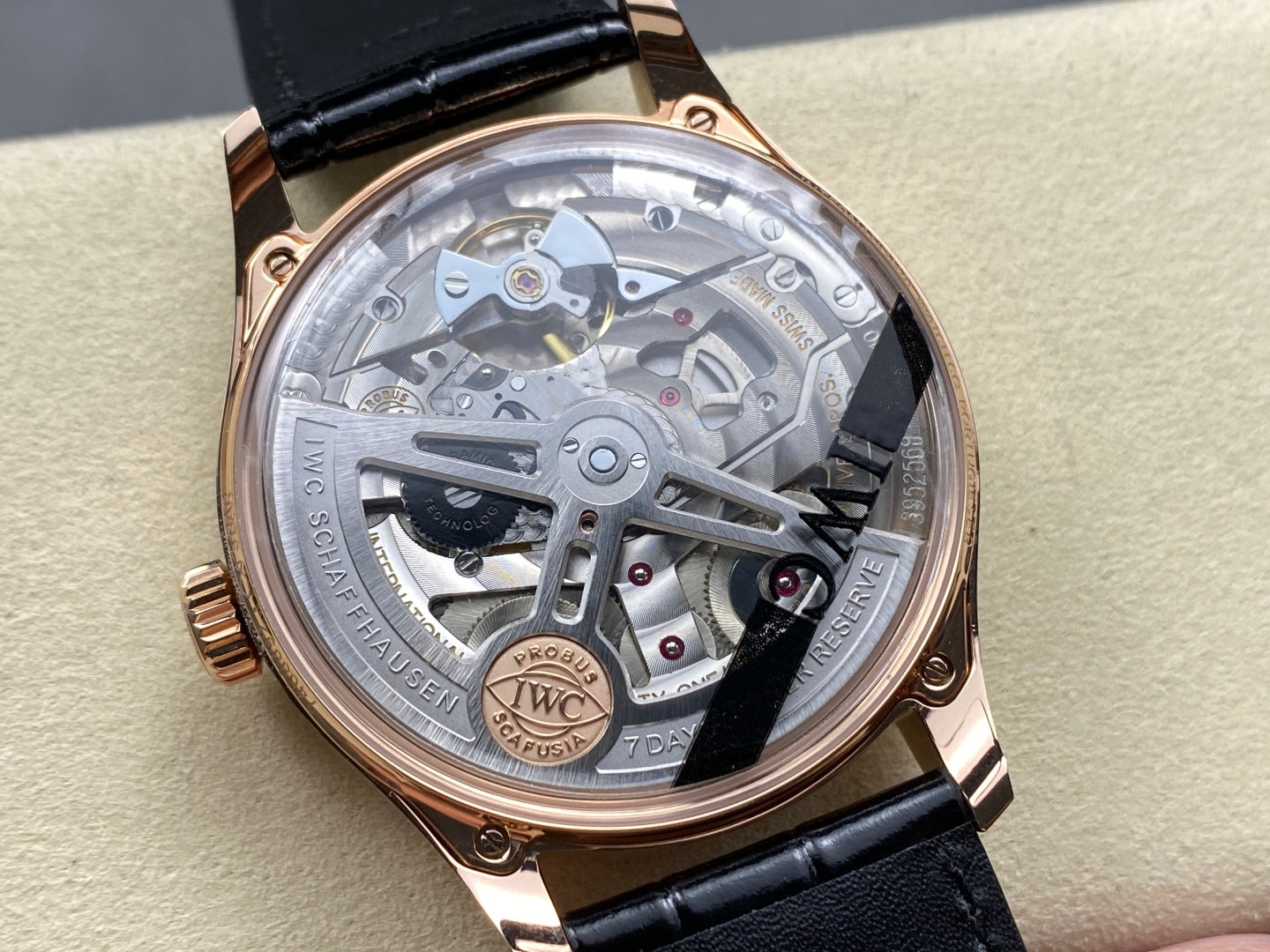 Portugieser Automatic 42mm RG APSF 1:1 Best Edition Black Dial on Black Leather Strap A52010
