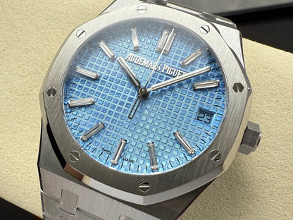 Royal Oak 41mm 15510BC SS ZF 1:1 Best Edition Ice Blue Crystal Dial on SS Bracelet SA4302 Super Clone V3