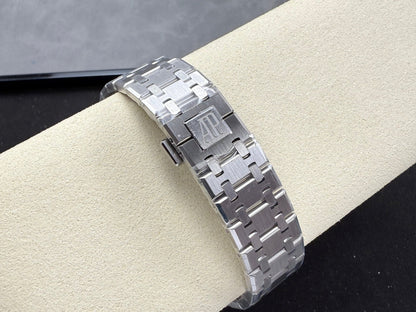 Royal Oak 41mm 15510BC SS ZF 1:1 Best Edition Ice Blue Textured Dial on SS Bracelet SA4302 Super Clone V3