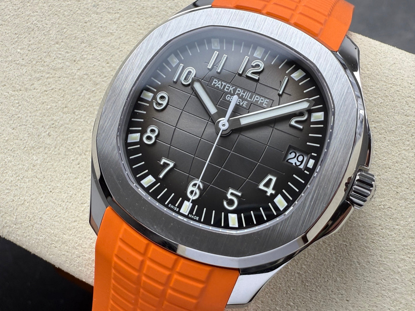 Aquanaut 5167 SS DDF 1:1 Best Edition Gray Dial On Orange Strap Super Clone DD330