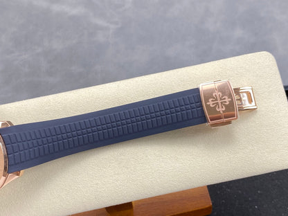 Aquanaut 5167 RG DDF 1:1 Best Edition Blue Dial On Blue Rubber Strap Super Clone DD330 (Gain Weight)