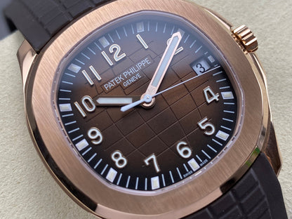 Aquanaut 5167 RG DDF 1:1 Best Edition Brown Dial On Brown Rubber Strap Super Clone DD330 (Gain Weight)