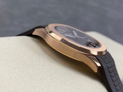 Aquanaut 5167 RG DDF 1:1 Best Edition Brown Dial On Brown Rubber Strap Super Clone DD330 (Gain Weight)