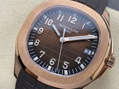 Aquanaut 5167 RG DDF 1:1 Best Edition Brown Dial On Brown Rubber Strap Super Clone DD330 (Gain Weight)