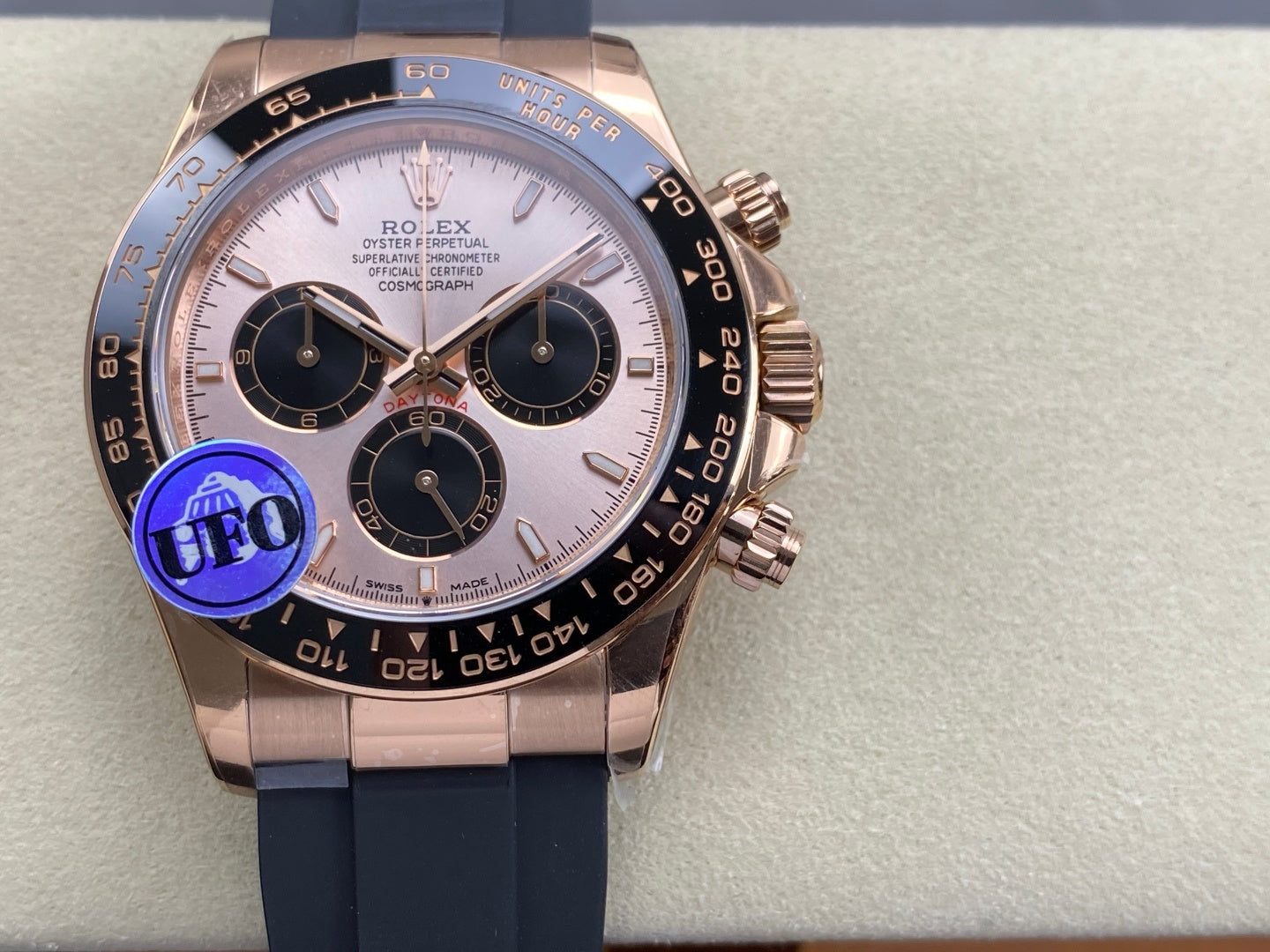Daytona 126515 UFO 1:1 Best Edition RG/Black Dial on Oysterflex Strap UF4131 (Free Sprung)