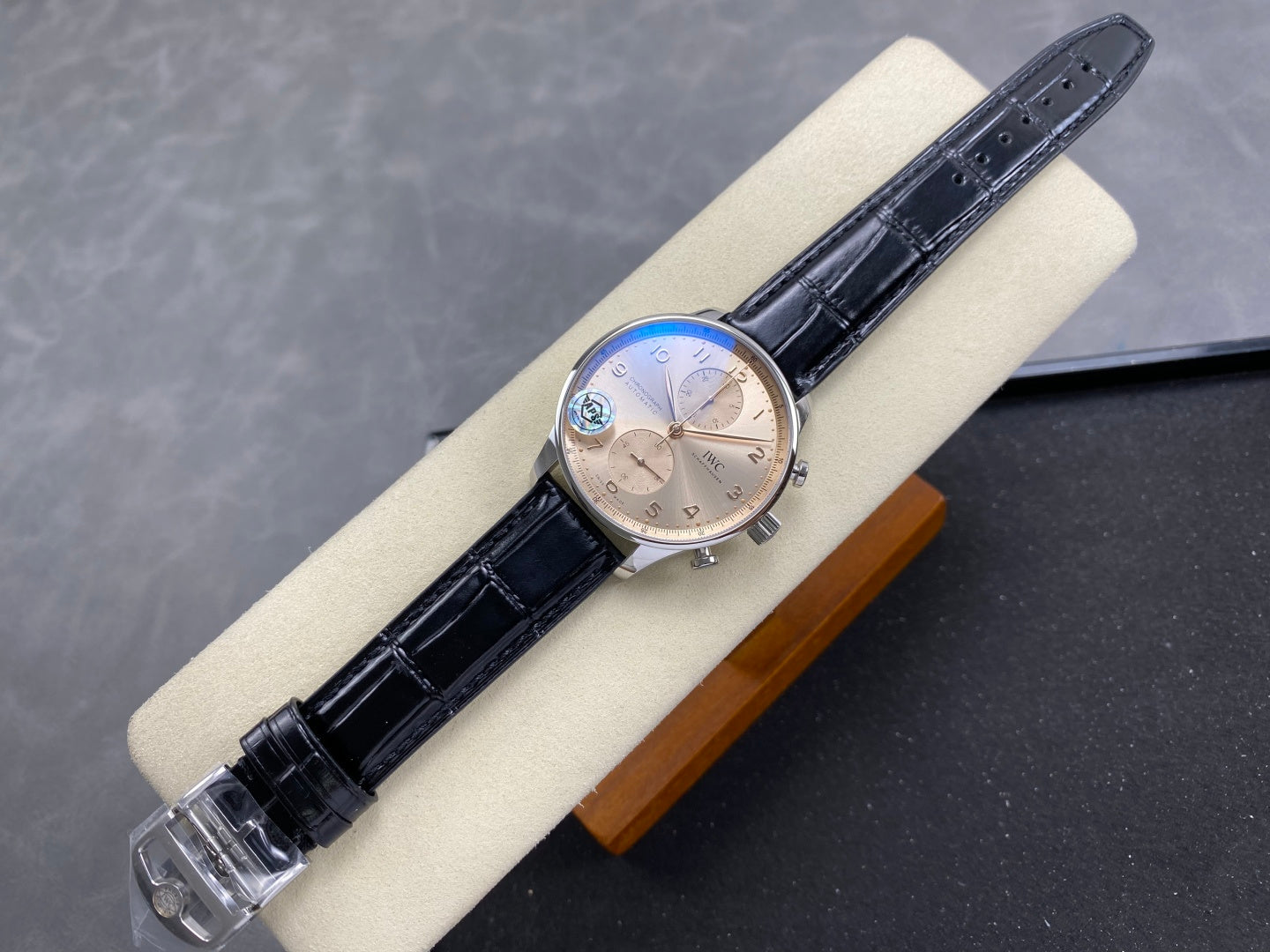 Portugieser Chrono IW371624 APSF 1:1 Best Edtion Gold Dial on Black Leather Strap DD69355 Super Clone