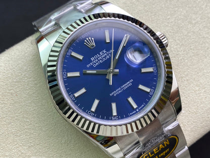 DateJust 41 126334 Clean 1:1 Best Edition 904L Steel Blue Stick Dial on Oyster Bracelet DD3235