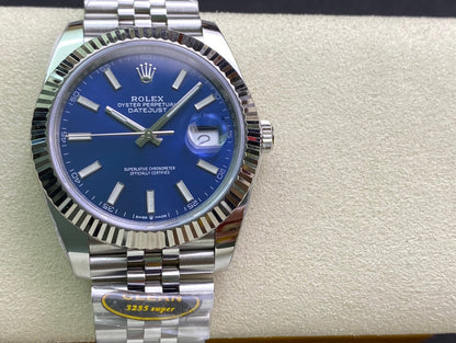 DateJust 41 126334 Clean 1:1 Best Edition 904L Steel Blue Stick Dial on Jubilee Bracelet DD3235