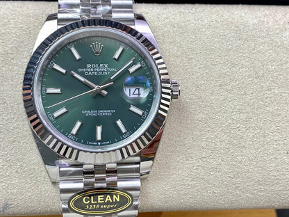 DateJust 41 126334 Clean 1:1 Best Edition 904L Steel Green Stick Dial on Jubilee Bracelet DD3235