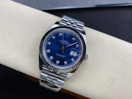 DateJust 41 126334 Clean 1:1 Best Edition 904L Steel Blue/Moissanite Dial on Jubilee Bracelet DD3235